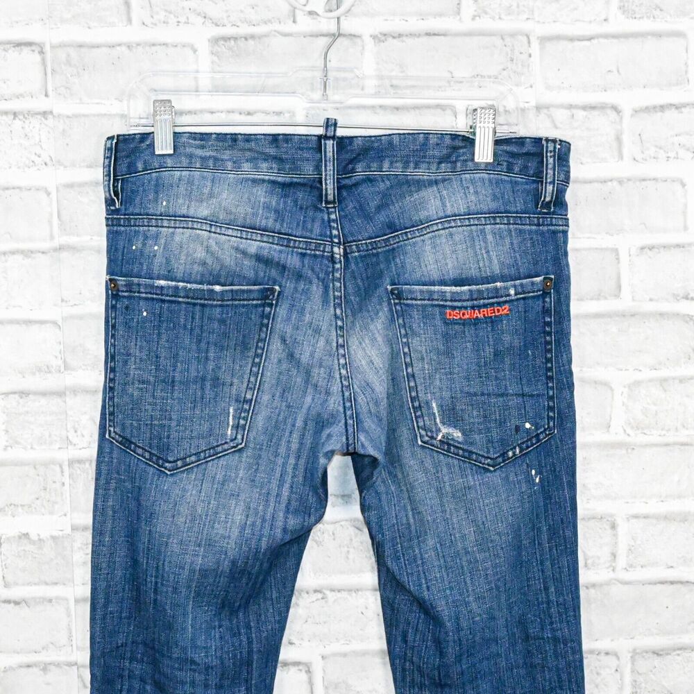 Men's Blue Distressed Straight-Leg Jeans - Picture 5 of 10